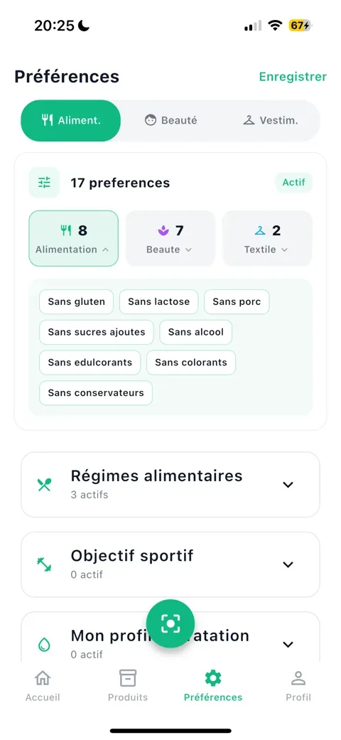 Préférences VitaScan