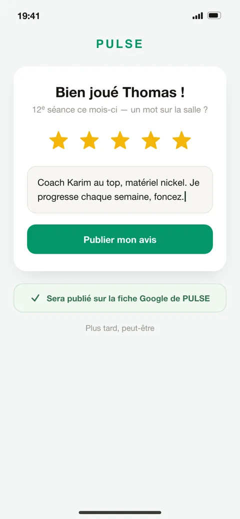 Avis clients — dans une salle de sport