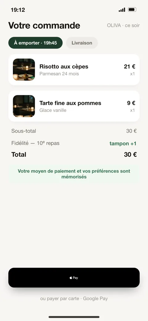 Commande en 2 clics — dans un restaurant