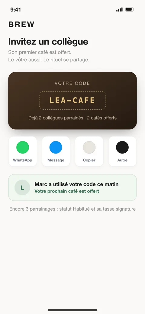 Parrainage — dans un coffee shop