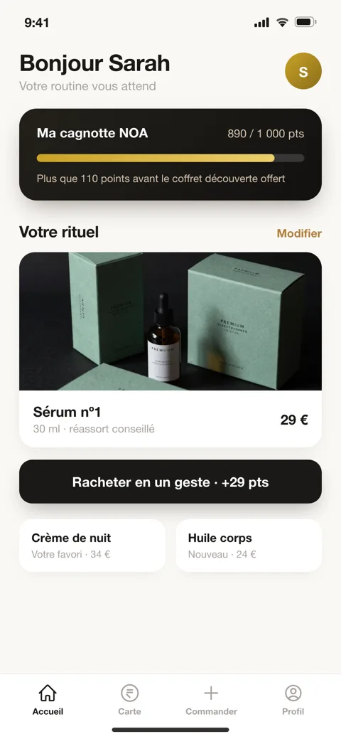Fidélité & points — pour une marque beauté