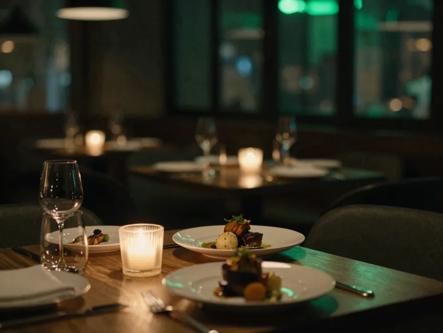 Salle de restaurant haut de gamme le soir